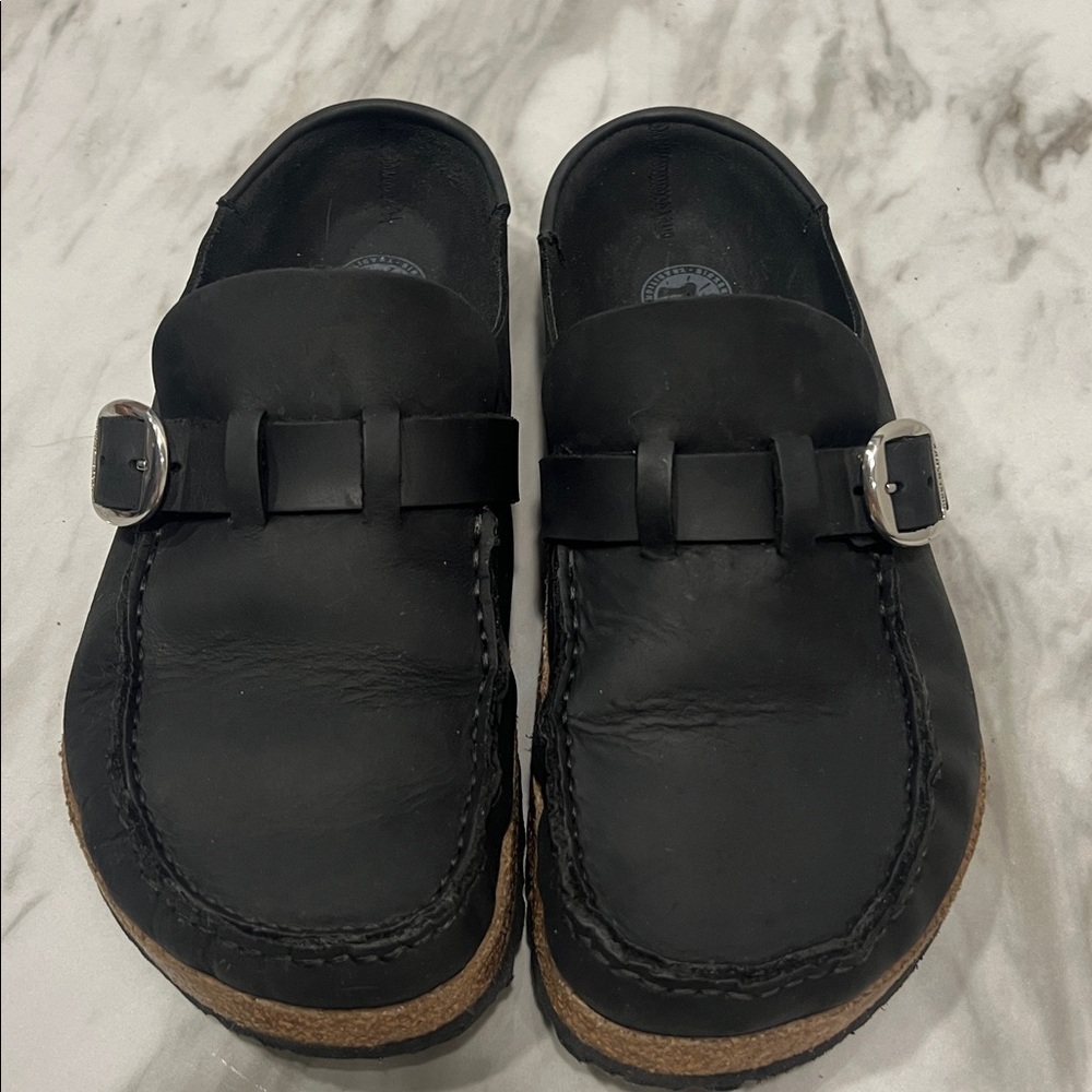 Birkenstock Black Leather Buckley Clogs Sz. 40